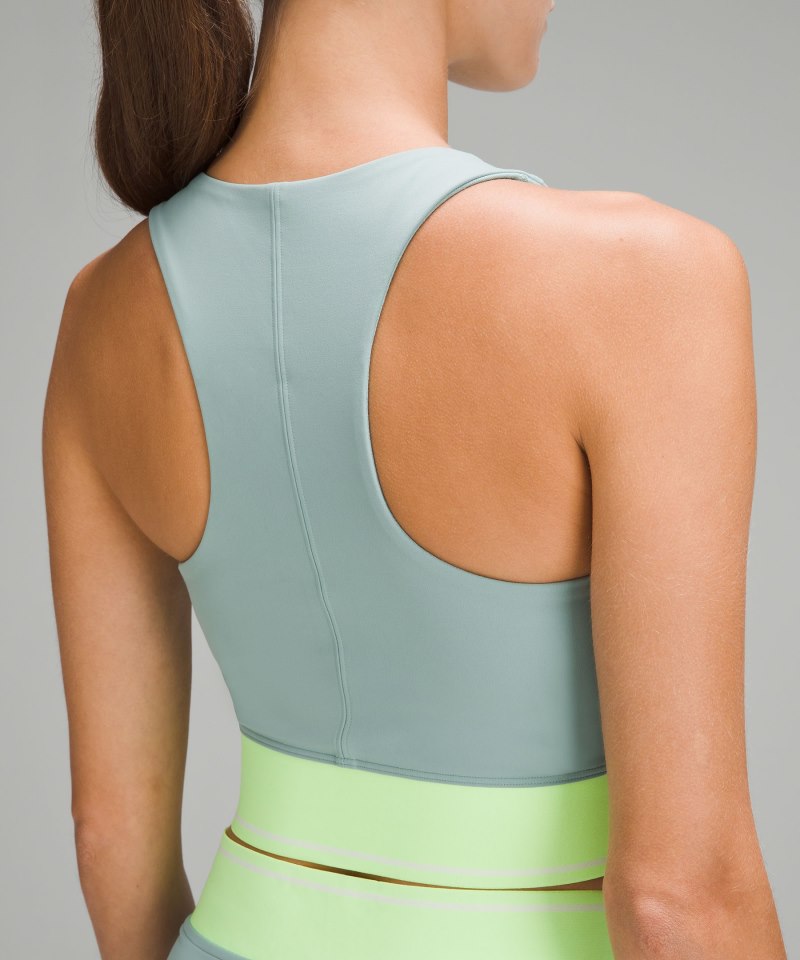 Lululemon V-Waist Cropped Tennis Tank Top Rip Tide / Faded Zap / White Online Outlet Sale