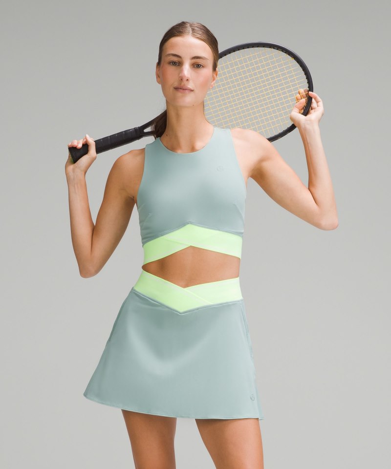 Lululemon V-Waist Cropped Tennis Tank Top Rip Tide / Faded Zap / White Online Outlet Sale