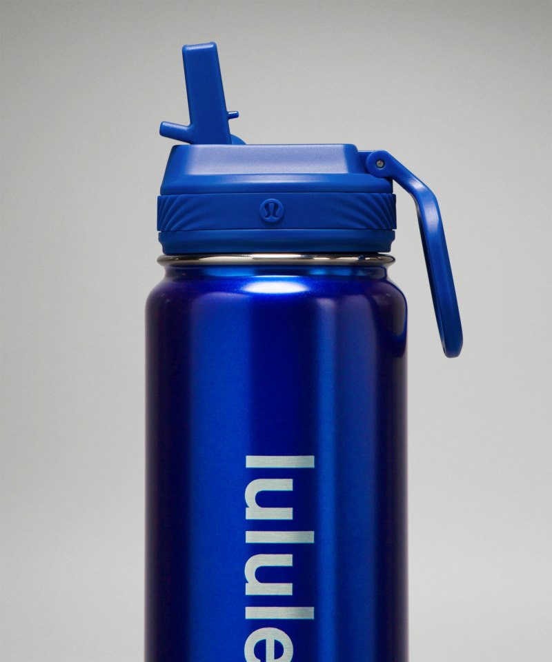 Lululemon Back to Life Sport Bottle 24oz *Straw Lid Twice Blue Online Outlet Sale