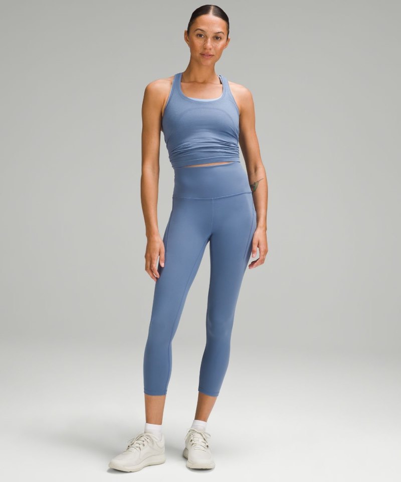 Lululemon Wunder Train High-Rise Crop with Pockets 23" Oasis Blue Online Outlet Sale