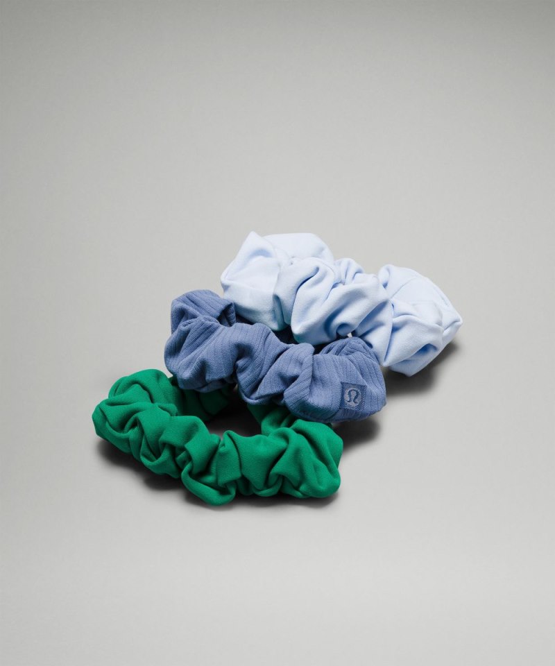 Lululemon Uplifting Scrunchies Nulu *3 Pack Cascadia Green / Windmill / Oasis Blue Online Outlet Sale