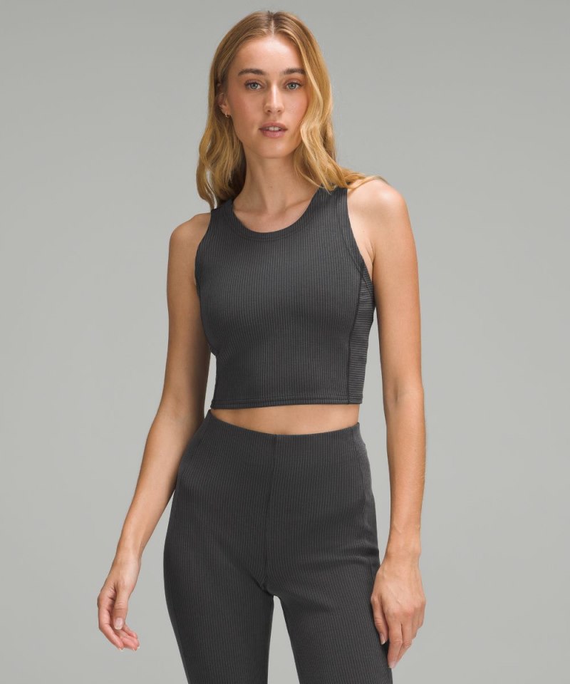 Lululemon Ribbed Softstreme Cropped Tank Top Black Online Outlet Sale