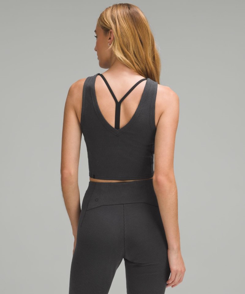 Lululemon Ribbed Softstreme Cropped Tank Top Black Online Outlet Sale