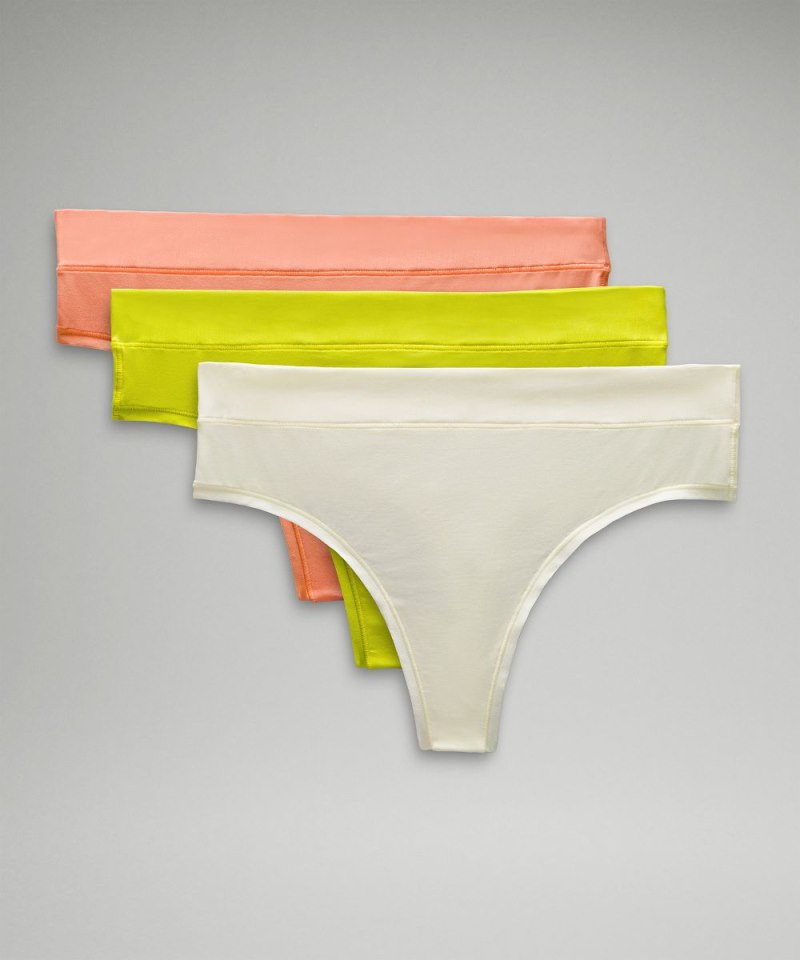 Lululemon UnderEase High-Rise Thong Underwear *3 Pack Sundance / Coral Kiss / Lichen Lime Online Outlet Sale