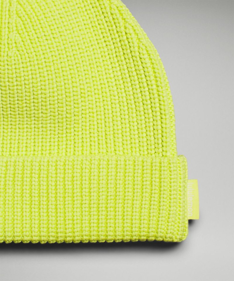 Lululemon Close-Fit Cotton-Blend Ribbed Beanie Electric Lemon Online Outlet Sale