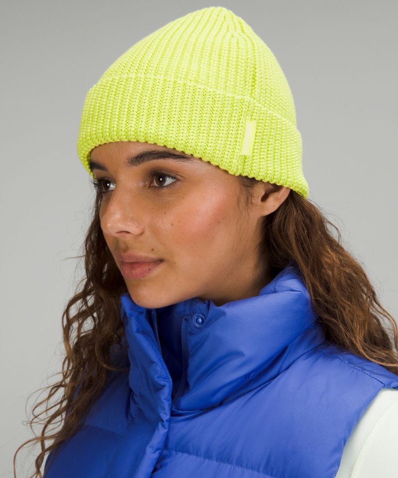 Lululemon Close-Fit Cotton-Blend Ribbed Beanie Electric Lemon Online Outlet Sale