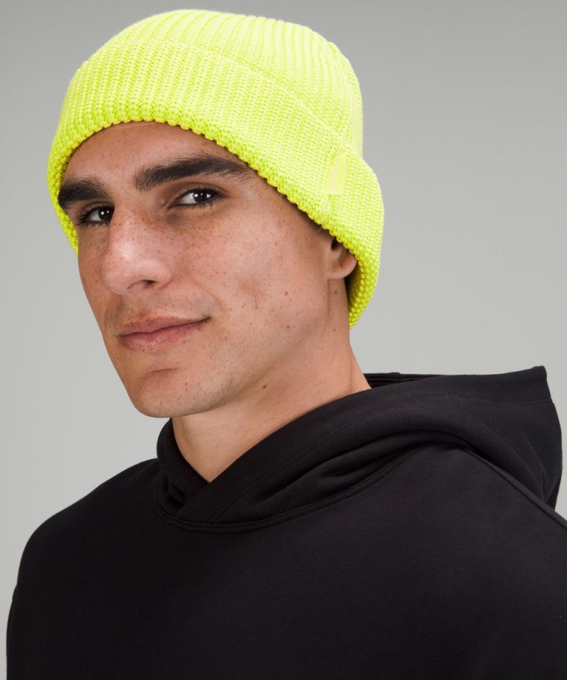 Lululemon Close-Fit Cotton-Blend Ribbed Beanie Electric Lemon Online Outlet Sale
