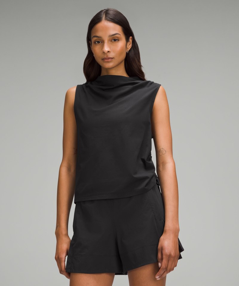 Lululemon LA Side Cinch Mockneck Tank Top Black Online Outlet Sale