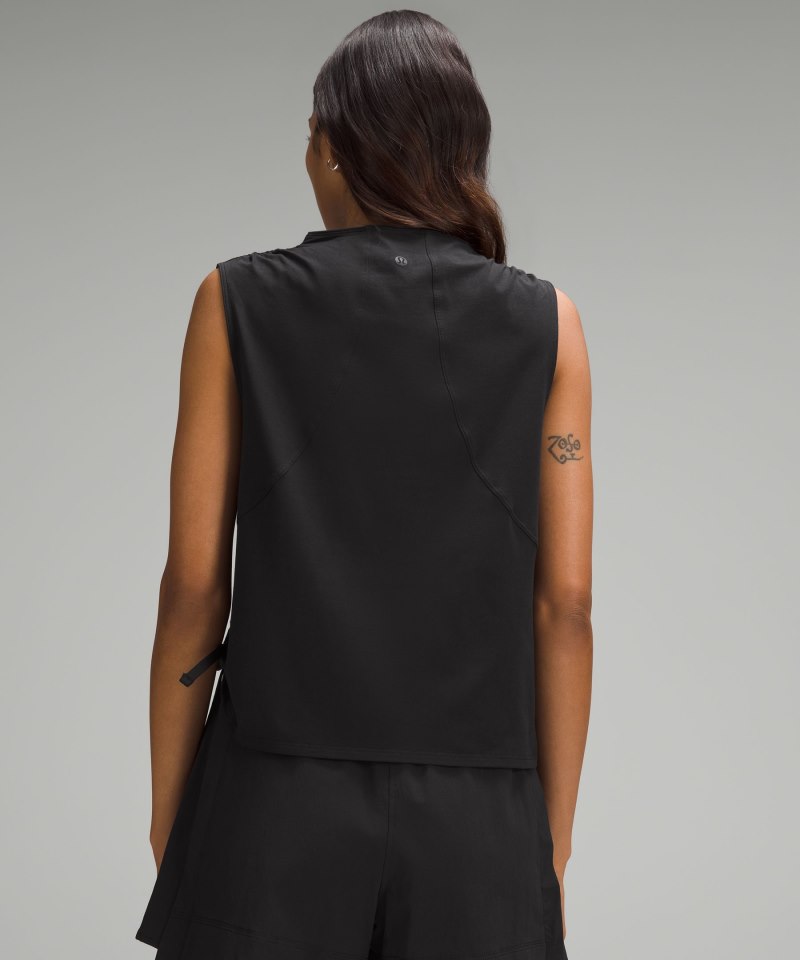 Lululemon LA Side Cinch Mockneck Tank Top Black Online Outlet Sale