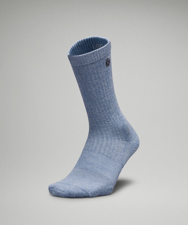 Lululemon Men's Daily Stride Ribbed Comfort Crew Socks Heathered Oasis Blue Online Outlet Sale