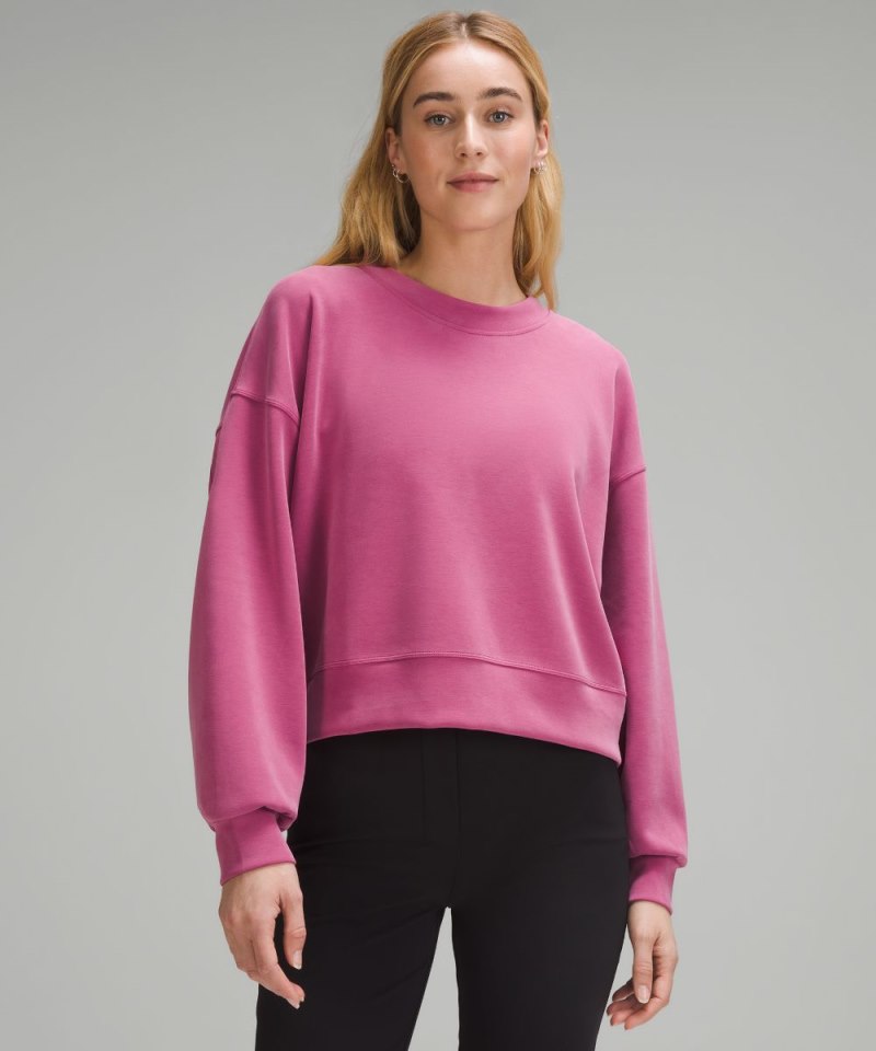Lululemon Softstreme Perfectly Oversized Cropped Crew Washed Mauve Online Outlet Sale
