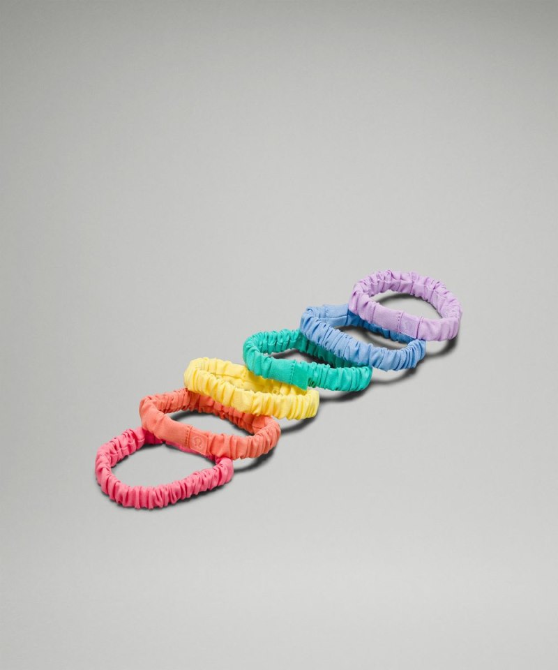 Lululemon Skinny Scrunchies *6 Pack Sakura Pink / Coral Kiss / Beaming Yellow / Wander Teal / Sinatra Blue / Purple Cosmos Online Outlet Sale