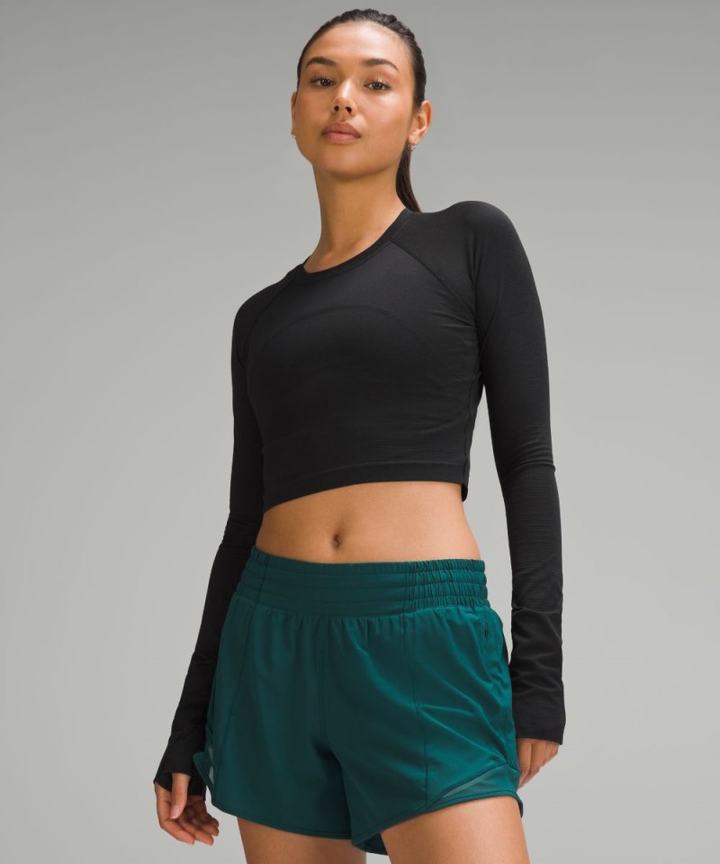 Lululemon Swiftly Tech Cropped Long-Sleeve Shirt 2.0 Black / Black (not available) Online Outlet Sale