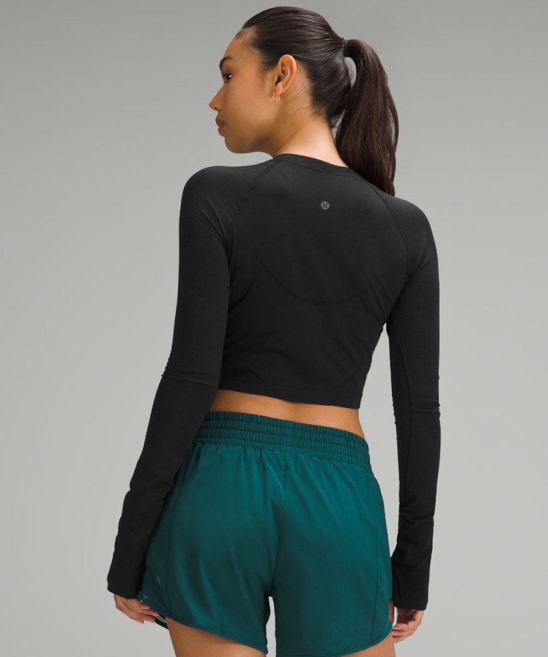 Lululemon Swiftly Tech Cropped Long-Sleeve Shirt 2.0 Black / Black (not available) Online Outlet Sale
