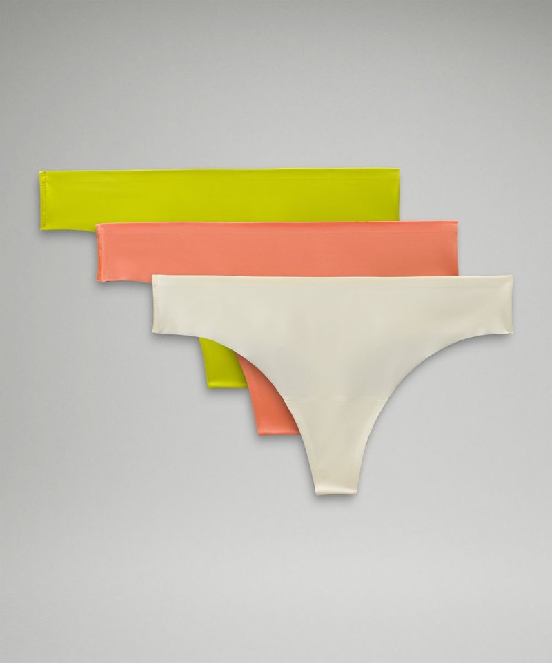 Lululemon InvisiWear Mid-Rise Thong Underwear *3 Pack Sundance / Coral Kiss / Lichen Lime Online Outlet Sale