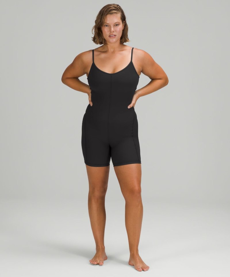 Lululemon Ribbed Contoured Unitard 6" Black Online Outlet Sale