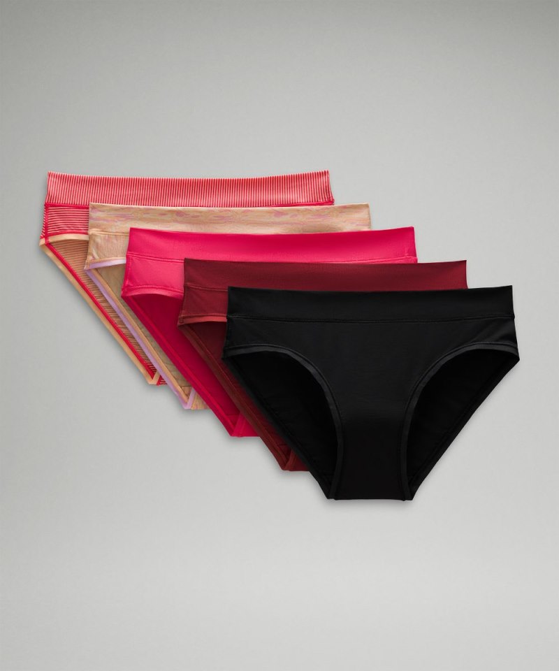 Lululemon UnderEase Mid-Rise Bikini Underwear *5 Pack Jumie Stripe Peach Bellini Glaze Pink / Chroma Wp Peach Bellini Subtle Tan / Glaze Pink / Gamay Red / Black Online Outlet Sale