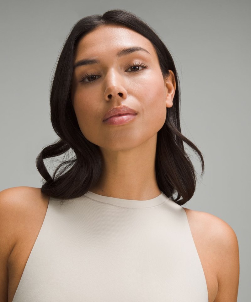 Lululemon Wundermost Ultra-Soft Nulu High-Neck Sleeveless Bodysuit Mojave Tan Online Outlet Sale