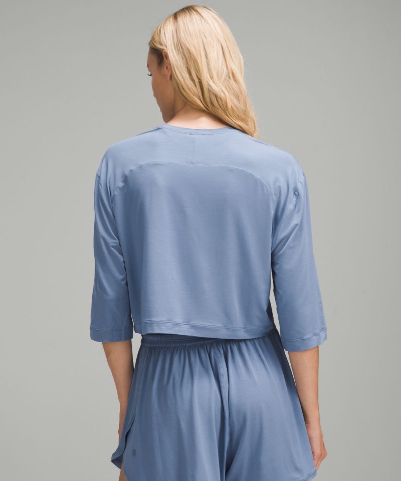 Lululemon Modal Relaxed-Fit Cropped Short-Sleeve Shirt Oasis Blue Online Outlet Sale