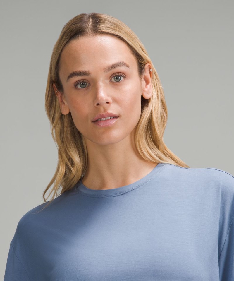 Lululemon Modal Relaxed-Fit Cropped Short-Sleeve Shirt Oasis Blue Online Outlet Sale