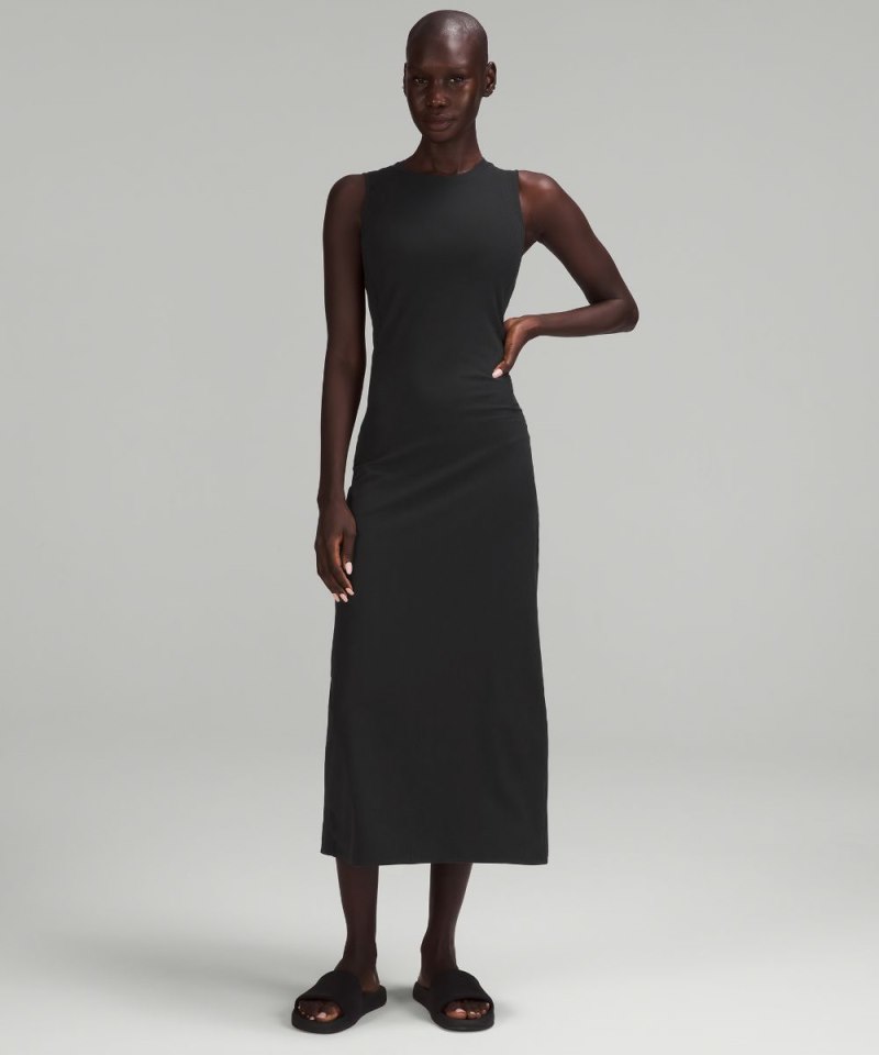 Lululemon All Aligned Ribbed Midi Dress Black Online Outlet Sale