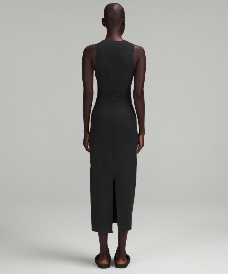 Lululemon All Aligned Ribbed Midi Dress Black Online Outlet Sale