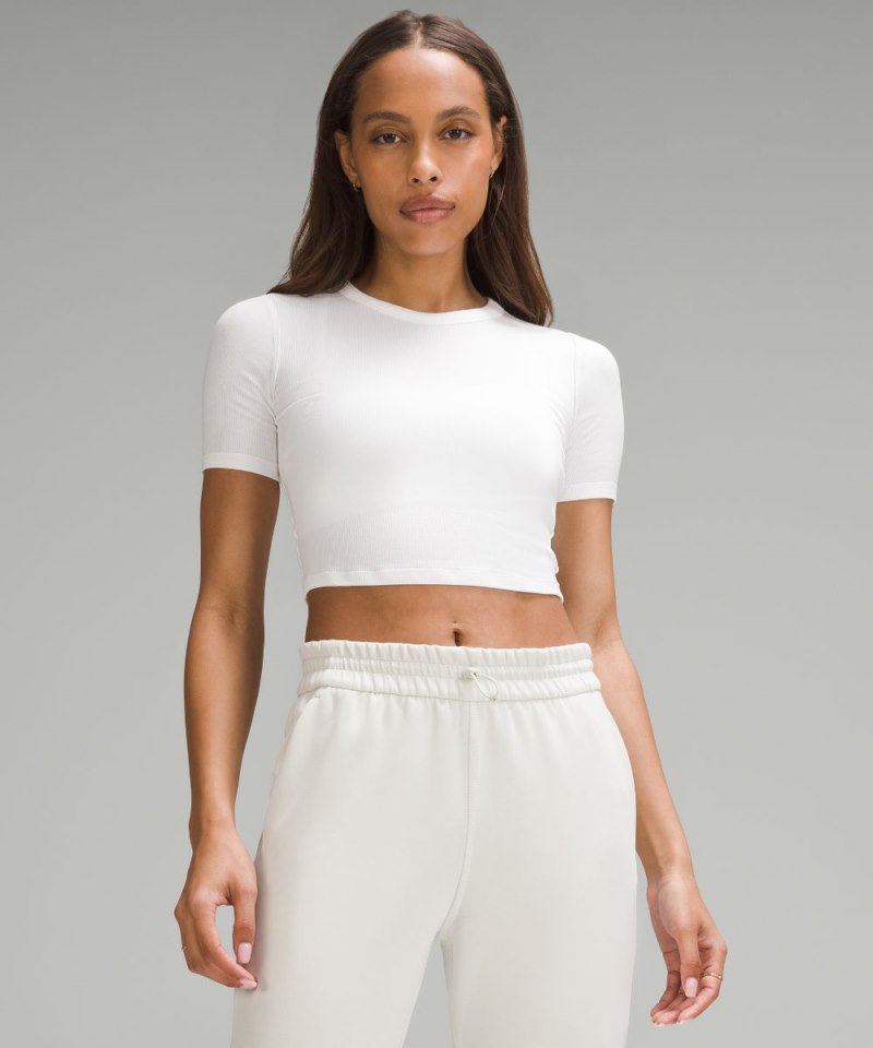 Lululemon Hold Tight Straight Hem Cropped T-Shirt White Online Outlet Sale