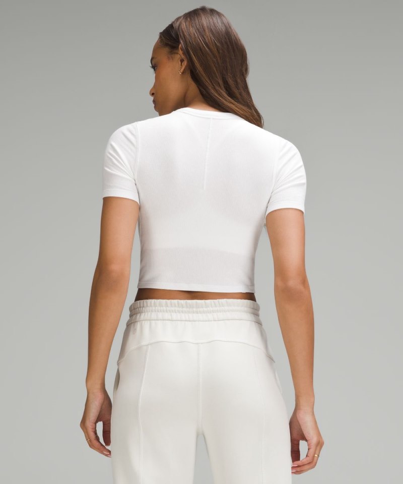 Lululemon Hold Tight Straight Hem Cropped T-Shirt White Online Outlet Sale