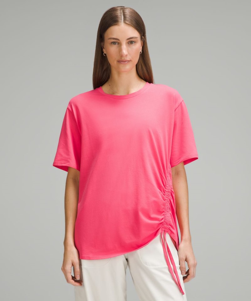 Lululemon Side-Cinch Cotton T-Shirt Glaze Pink Online Outlet Sale