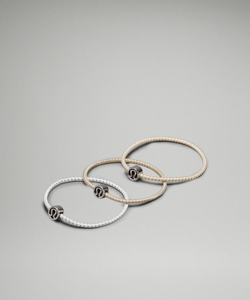 Lululemon Glow On Hair Ties *3 Pack Pale Linen / Gleam / White Online Outlet Sale
