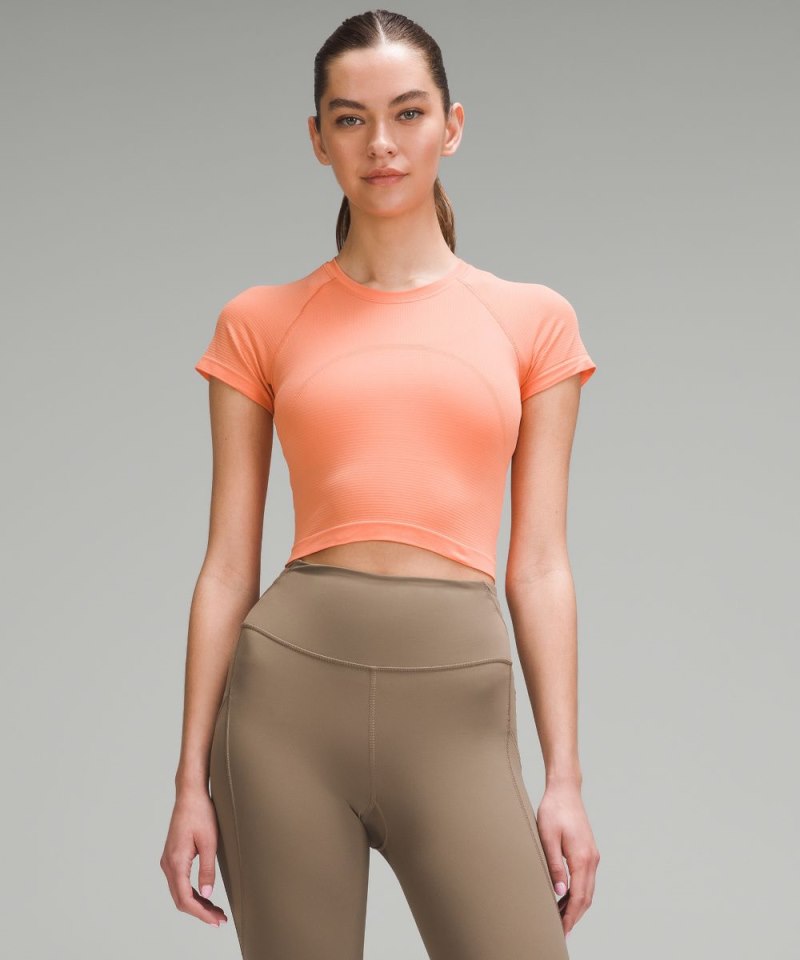 Lululemon Swiftly Tech Cropped Short-Sleeve Shirt 2.0 Coral Kiss / Coral Kiss Online Outlet Sale