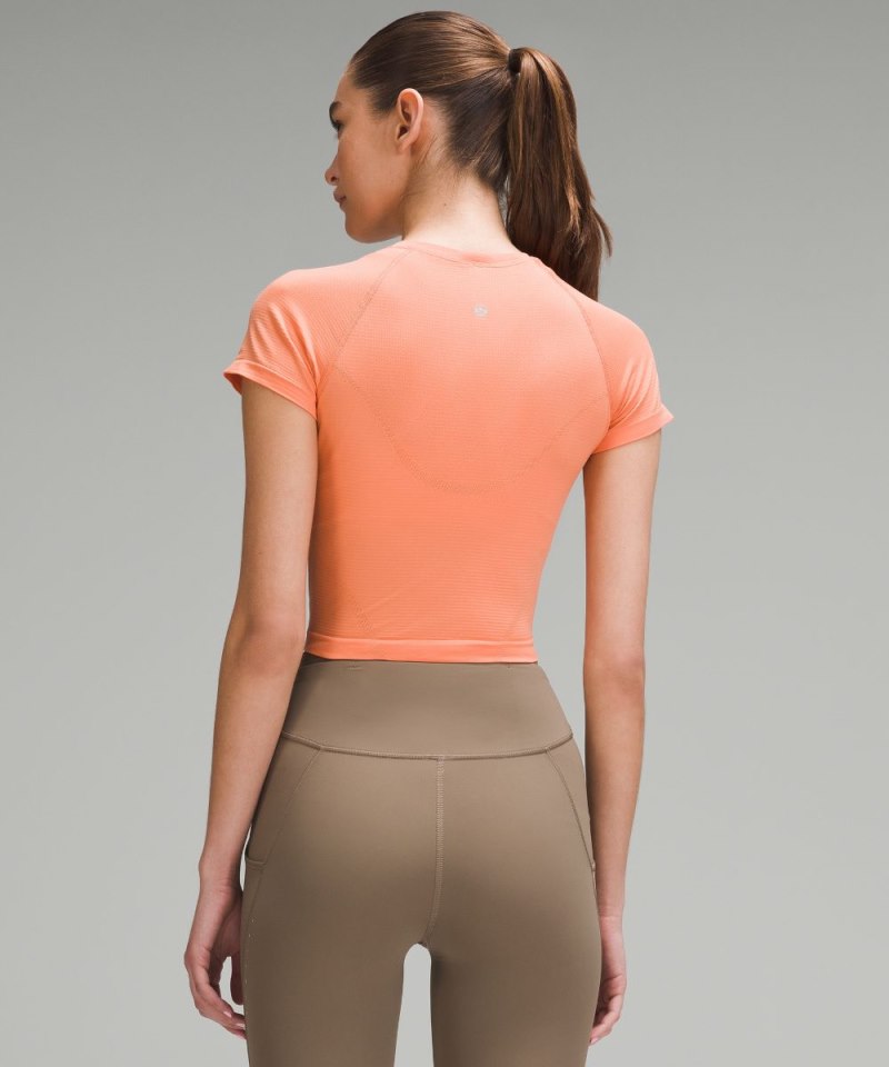 Lululemon Swiftly Tech Cropped Short-Sleeve Shirt 2.0 Coral Kiss / Coral Kiss Online Outlet Sale