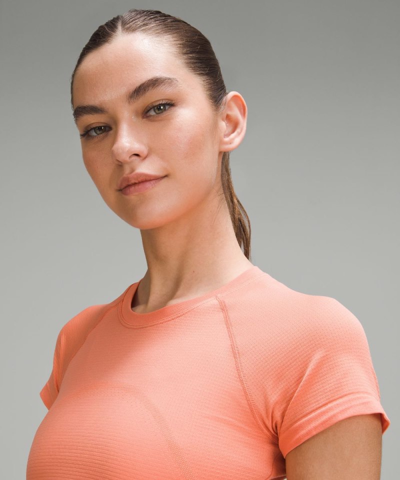 Lululemon Swiftly Tech Cropped Short-Sleeve Shirt 2.0 Coral Kiss / Coral Kiss Online Outlet Sale