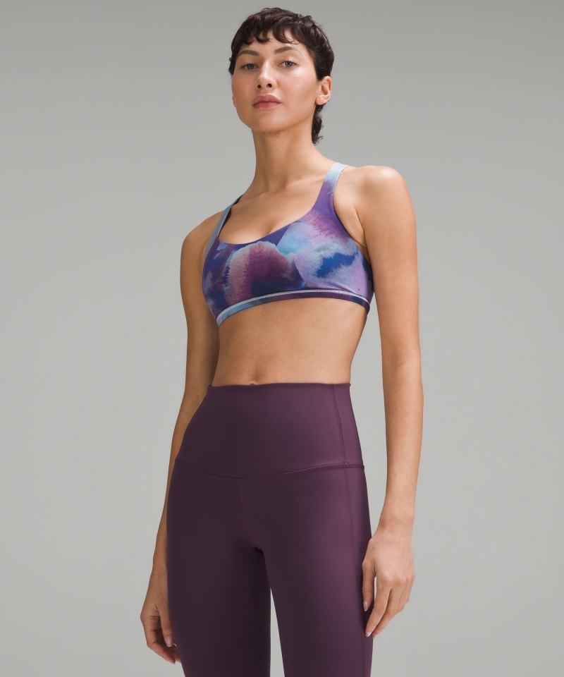 Lululemon Free to Be Bra - Wild *Light Support, A / B Cup Ink Islands Twice Blue Multi Online Outlet Sale