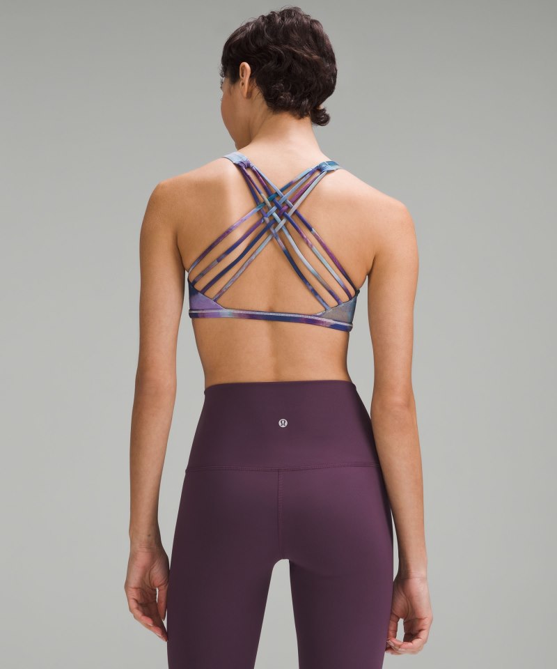 Lululemon Free to Be Bra - Wild *Light Support, A / B Cup Ink Islands Twice Blue Multi Online Outlet Sale