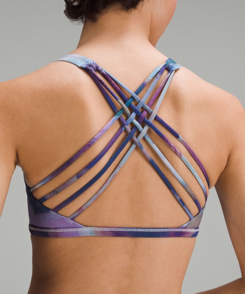 Lululemon Free to Be Bra - Wild *Light Support, A / B Cup Ink Islands Twice Blue Multi Online Outlet Sale