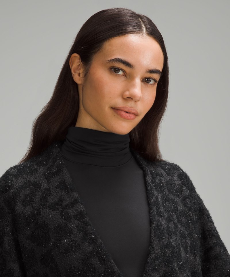 Lululemon Wool-Blend Jacquard Cardigan Knit Leopard Graphite Grey Black Online Outlet Sale