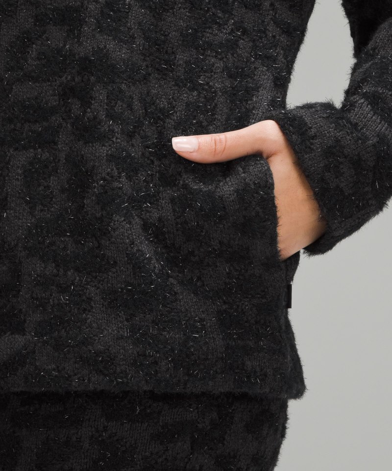 Lululemon Wool-Blend Jacquard Cardigan Knit Leopard Graphite Grey Black Online Outlet Sale