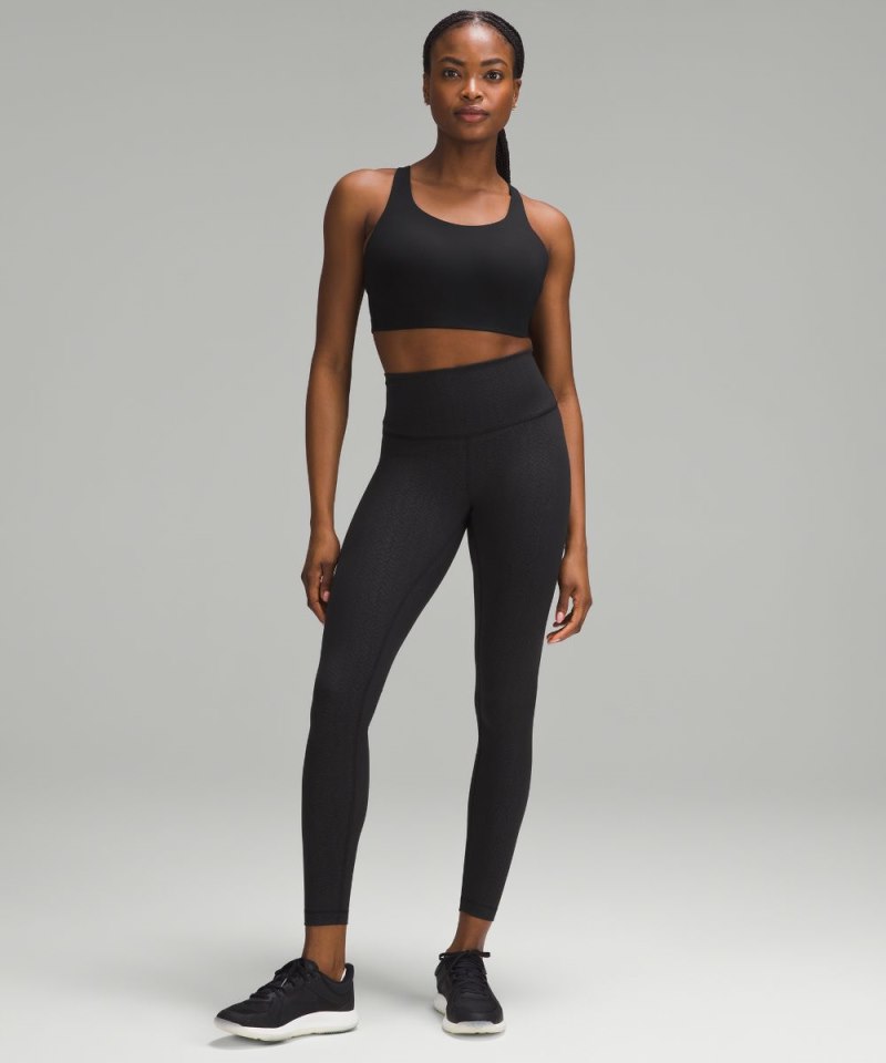 Lululemon Wunder Train High-Rise Tight 28" Distressed Twill Emboss Black Online Outlet Sale