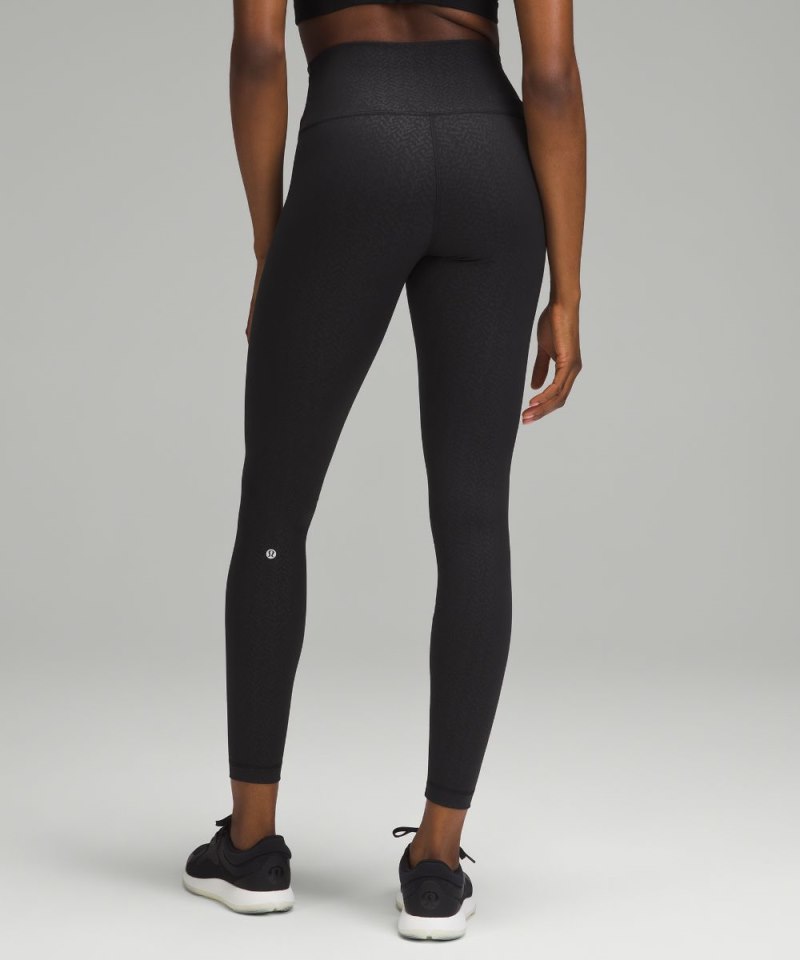 Lululemon Wunder Train High-Rise Tight 28" Distressed Twill Emboss Black Online Outlet Sale