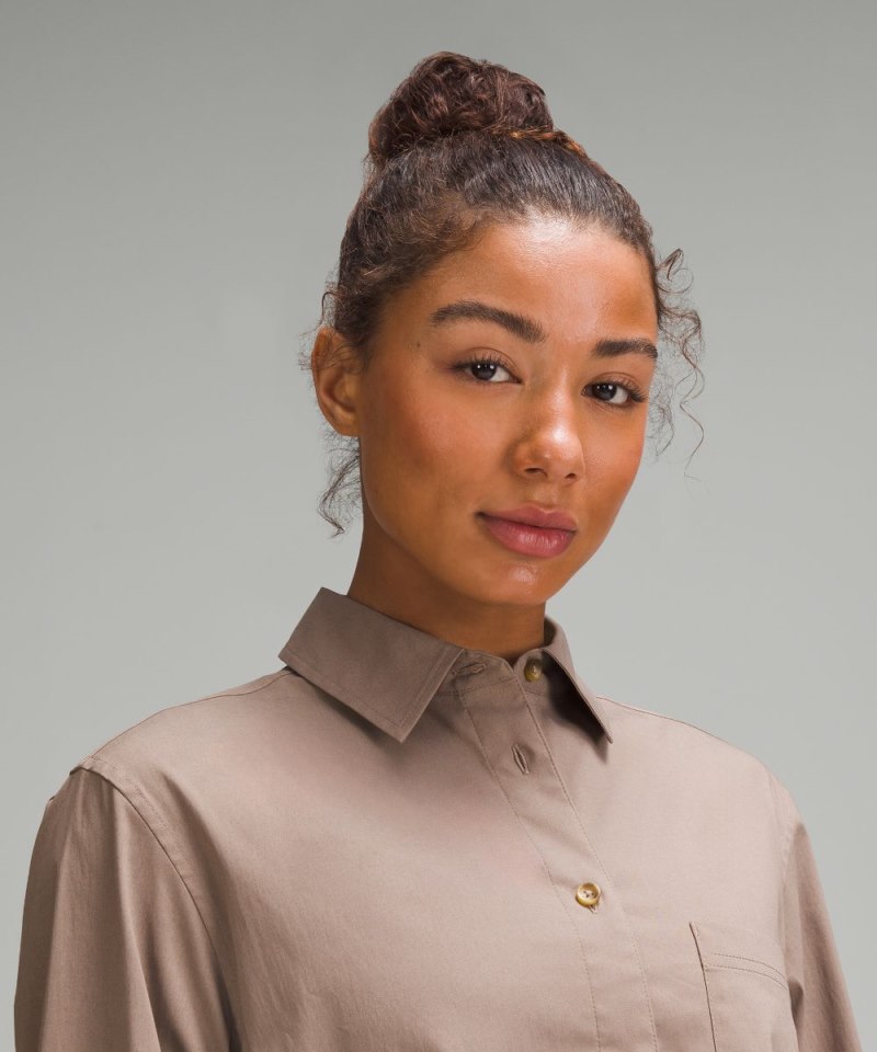 Lululemon Cotton-Blend Poplin Button-Down Shirt Taupetastic Online Outlet Sale