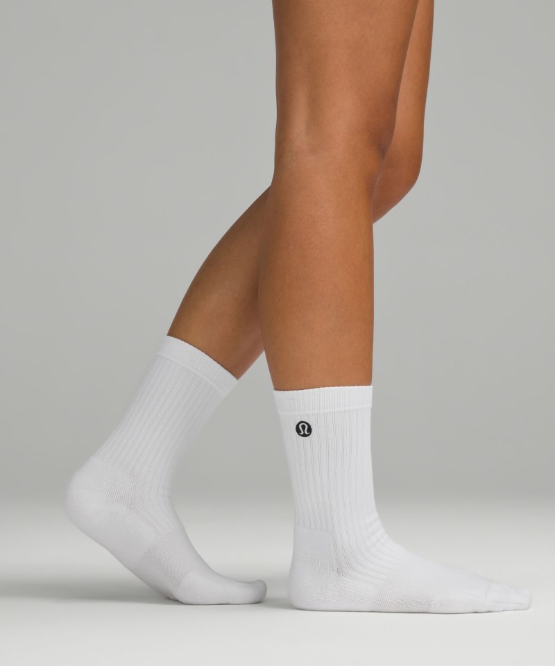 Lululemon Women's Daily Stride Ribbed Comfort Crew Socks *3 Pack White Online Outlet Sale