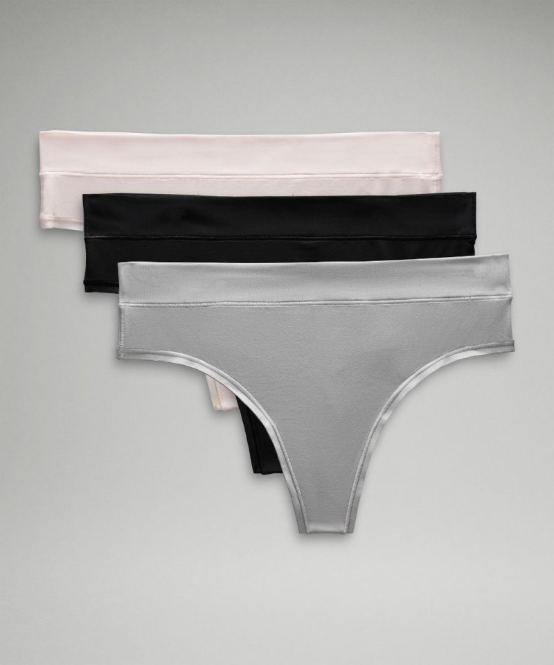 Lululemon UnderEase High-Rise Thong Underwear *3 Pack Silver Drop / Strawberry Milkshake / Black Online Outlet Sale