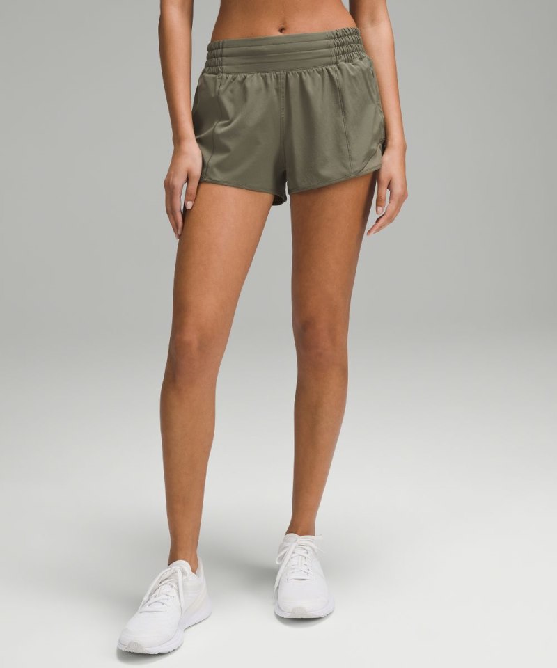 Lululemon Hotty Hot High-Rise Lined Short 2.5" Army Green Online Outlet Sale