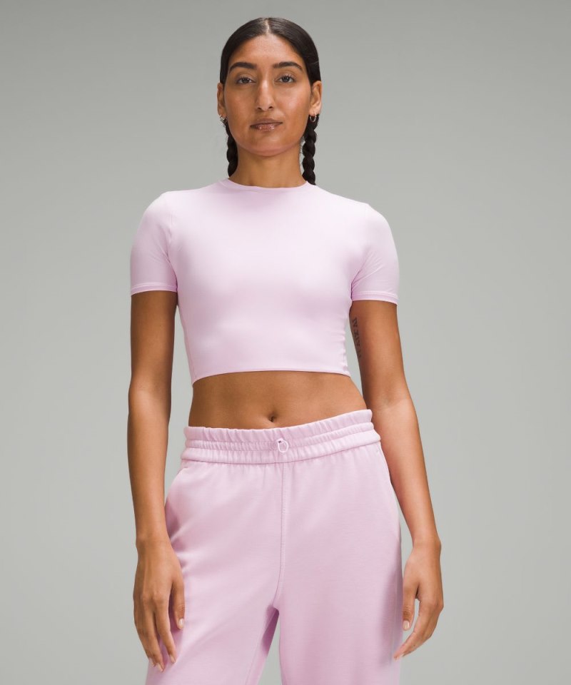 Lululemon Wundermost Ultra-Soft Nulu Crewneck Cropped T-Shirt Vitapink Online Outlet Sale