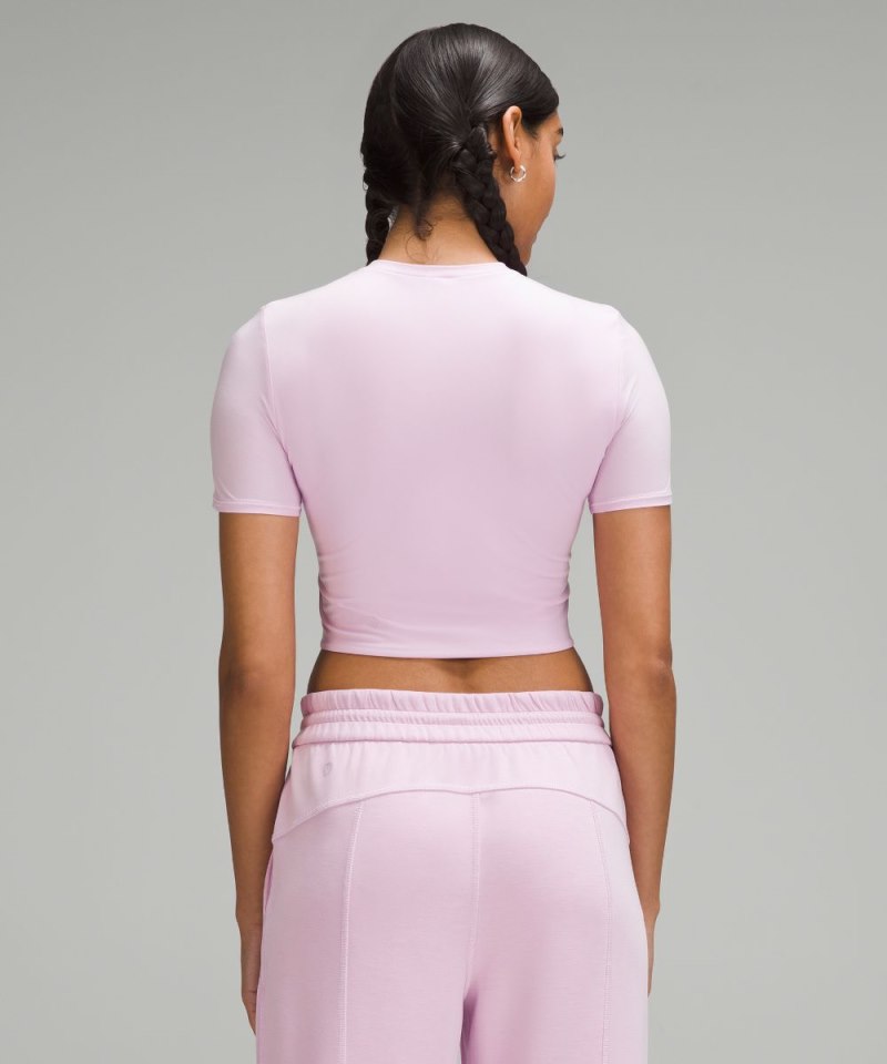 Lululemon Wundermost Ultra-Soft Nulu Crewneck Cropped T-Shirt Vitapink Online Outlet Sale