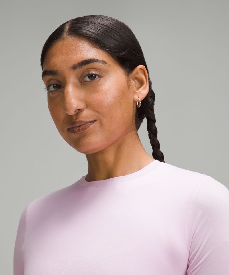 Lululemon Wundermost Ultra-Soft Nulu Crewneck Cropped T-Shirt Vitapink Online Outlet Sale