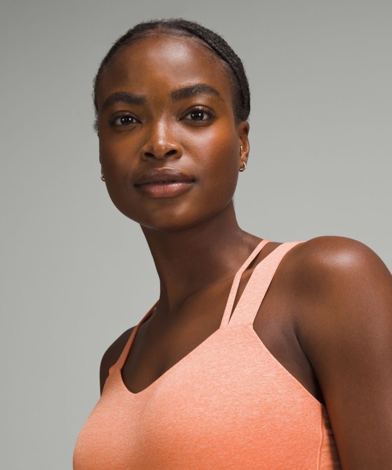 Lululemon Like a Cloud Longline Bra *Light Support, D / DD Cup Heathered Coral Kiss Online Outlet Sale