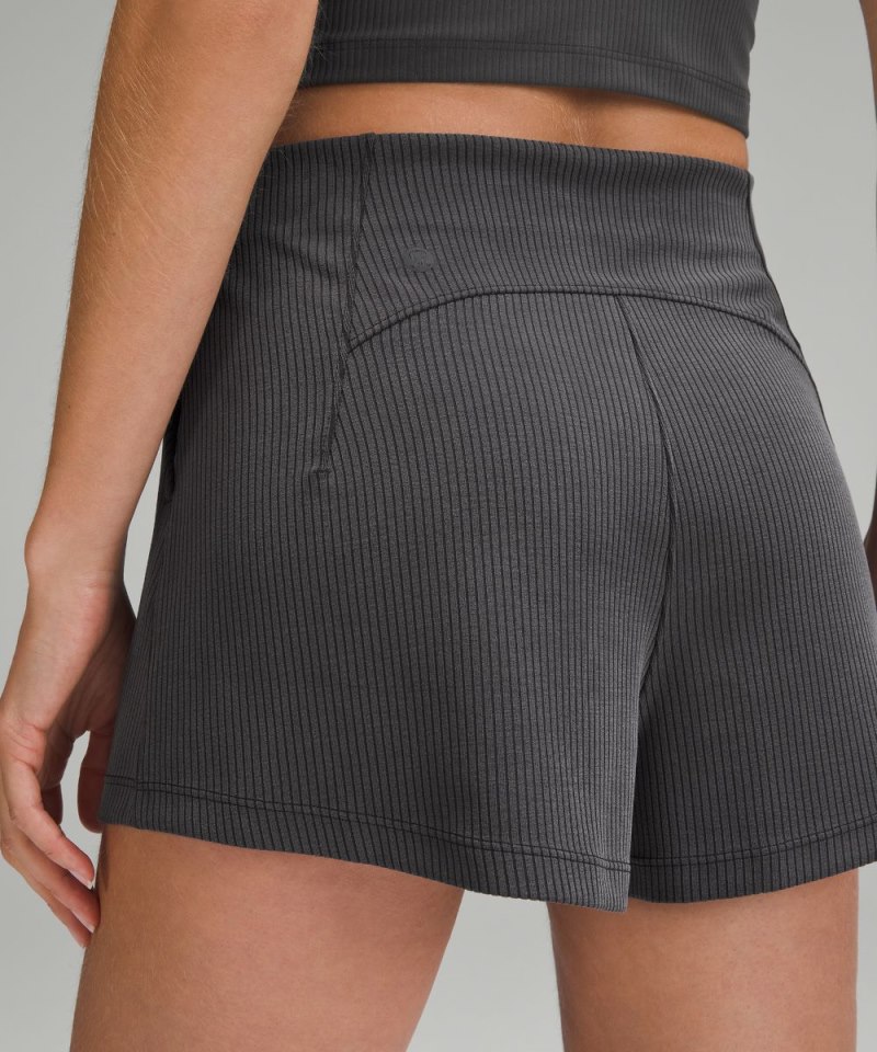 Lululemon Ribbed Softstreme High-Rise Short 2" Black Online Outlet Sale