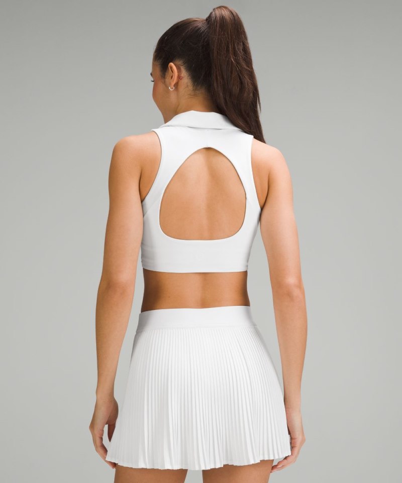 Lululemon Collared Tennis Longline Bra *Medium Support, B / C Cup White Online Outlet Sale
